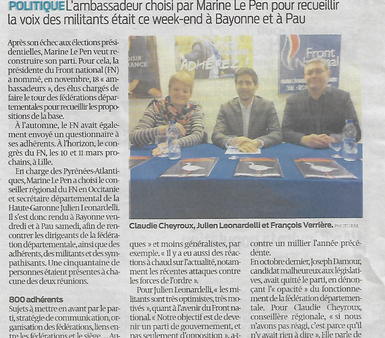 Visite de Julien Léonardelli à Pau dans le cadre de la refondation