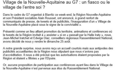 Village de la Nouvelle-Aquitaine au G7 : un fiasco ou le village de l’entre soi ?