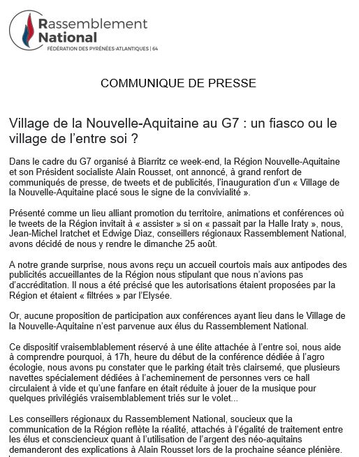 Village de la Nouvelle-Aquitaine au G7 : un fiasco ou le village de l’entre soi ?