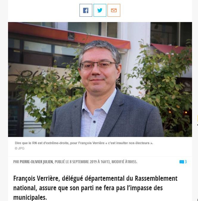 Article presse : François Verrière (RN) : « J’espère que notre progression va se confirmer »